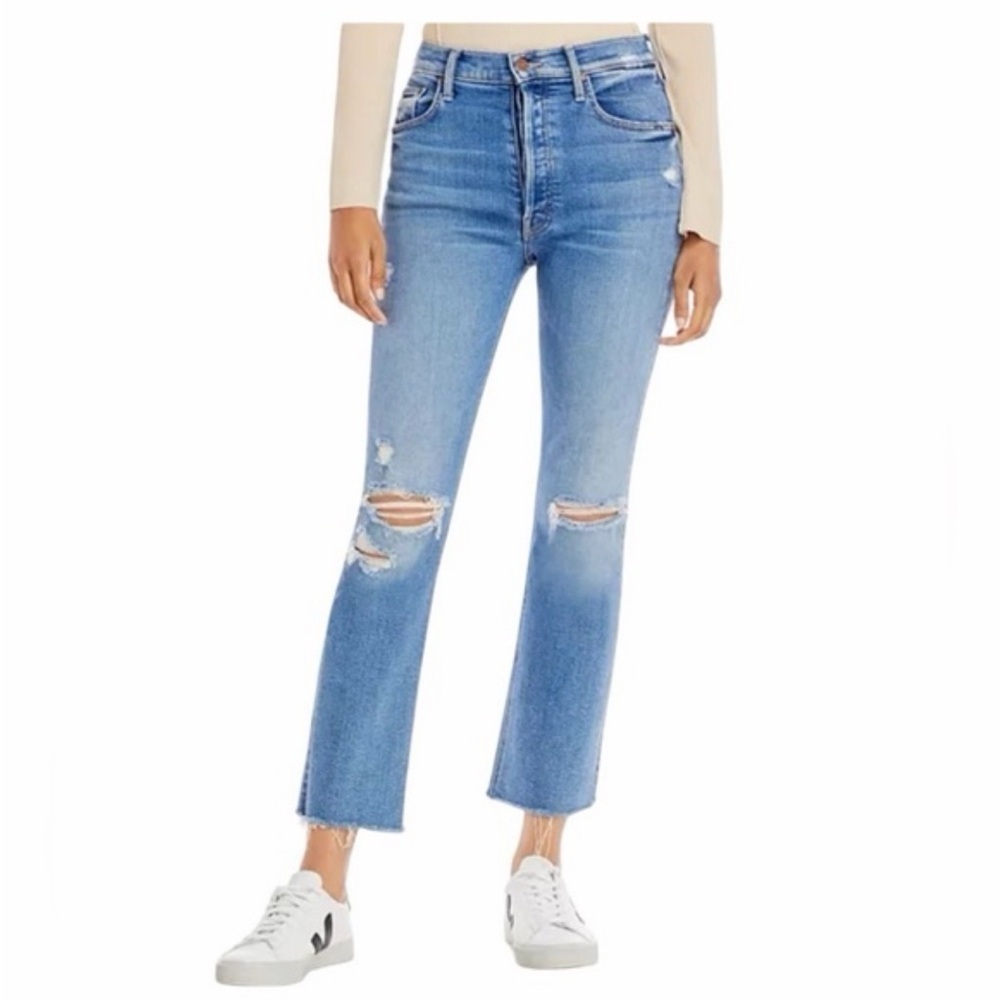 Mother The Tripper Ankle Fray High Rise Ribcage Jeans Size 26.